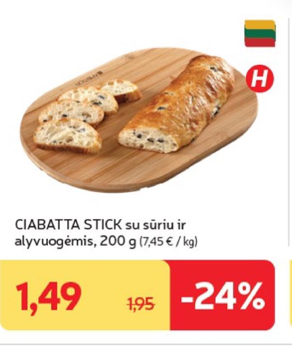 CIABATTA STICK su sūriu ir alyvuogėmis, 200 g