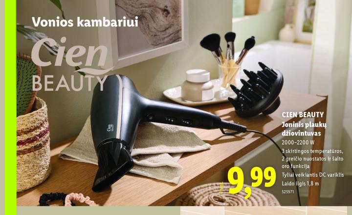 CIEN BEAUTY Joninis plaukų džiovintuvas, 1.8 m