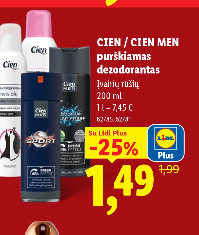 CIEN / CIEN MEN purškiamas dezodorantas, 200 ml
