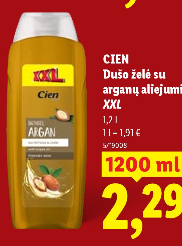 CIEN Dušo želė su arganų aliejumi XXL, 1.2 l