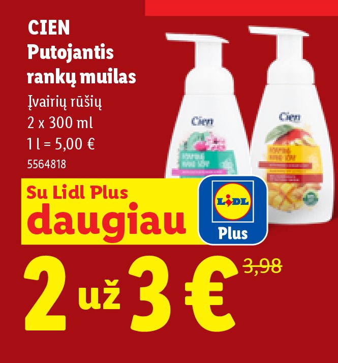CIEN Putojantis rankų muilas, 2 x 300 ml