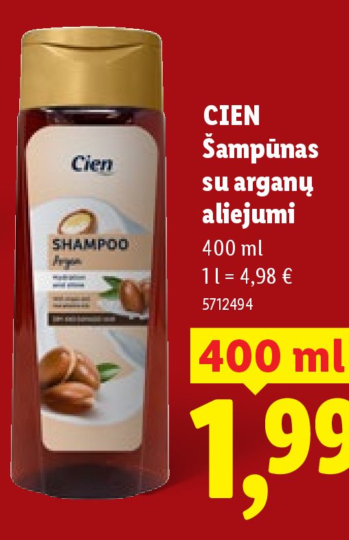 CIEN Šampūnas su arganų aliejumi, 400 ml