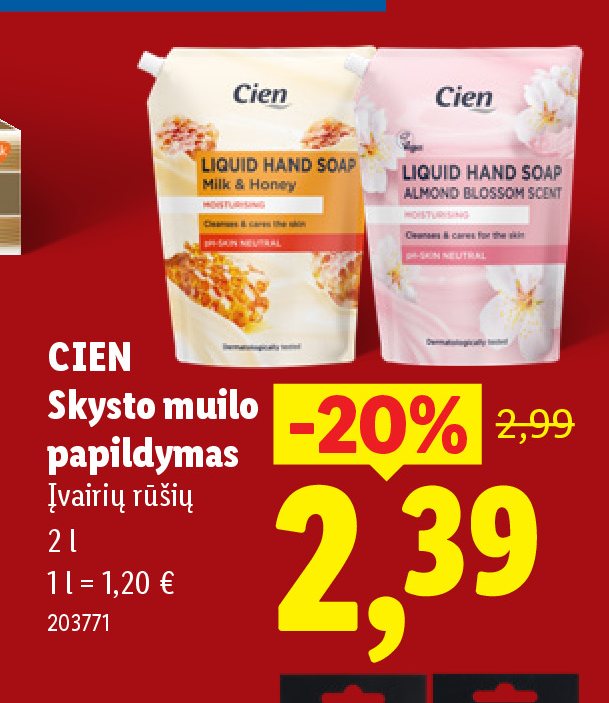 CIEN Skysto muilo papildymas, 2 l