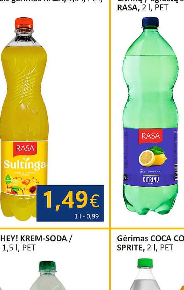 Citrinų / agrastų sk. gazuotas gaiv. gėrimas RASA