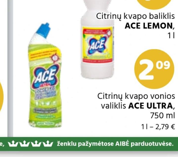 Citrinų kvapo vonios valiklis ACE ULTRA, 750 ml