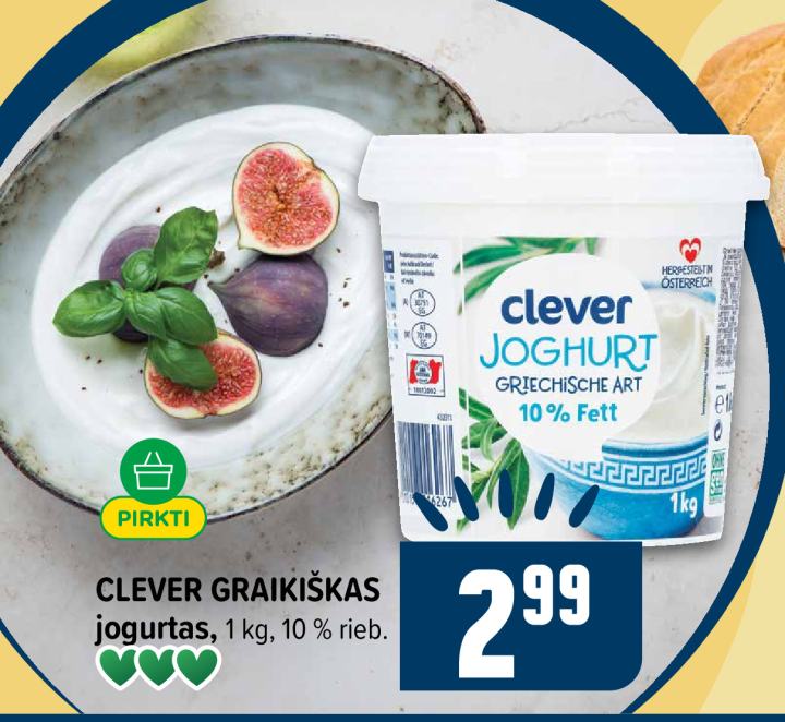 CLEVER GRAIKIŠKAS jogurtas, 1 kg