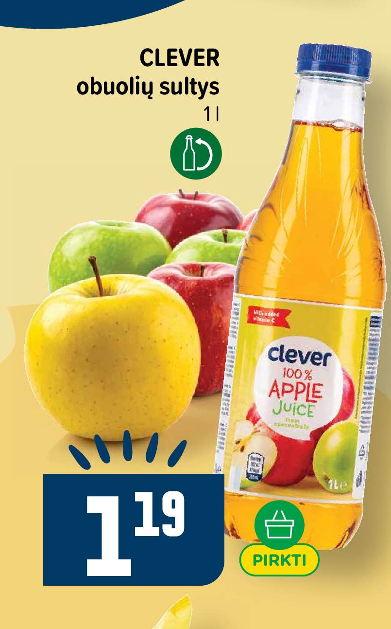 CLEVER obuolių sultys, 1 l