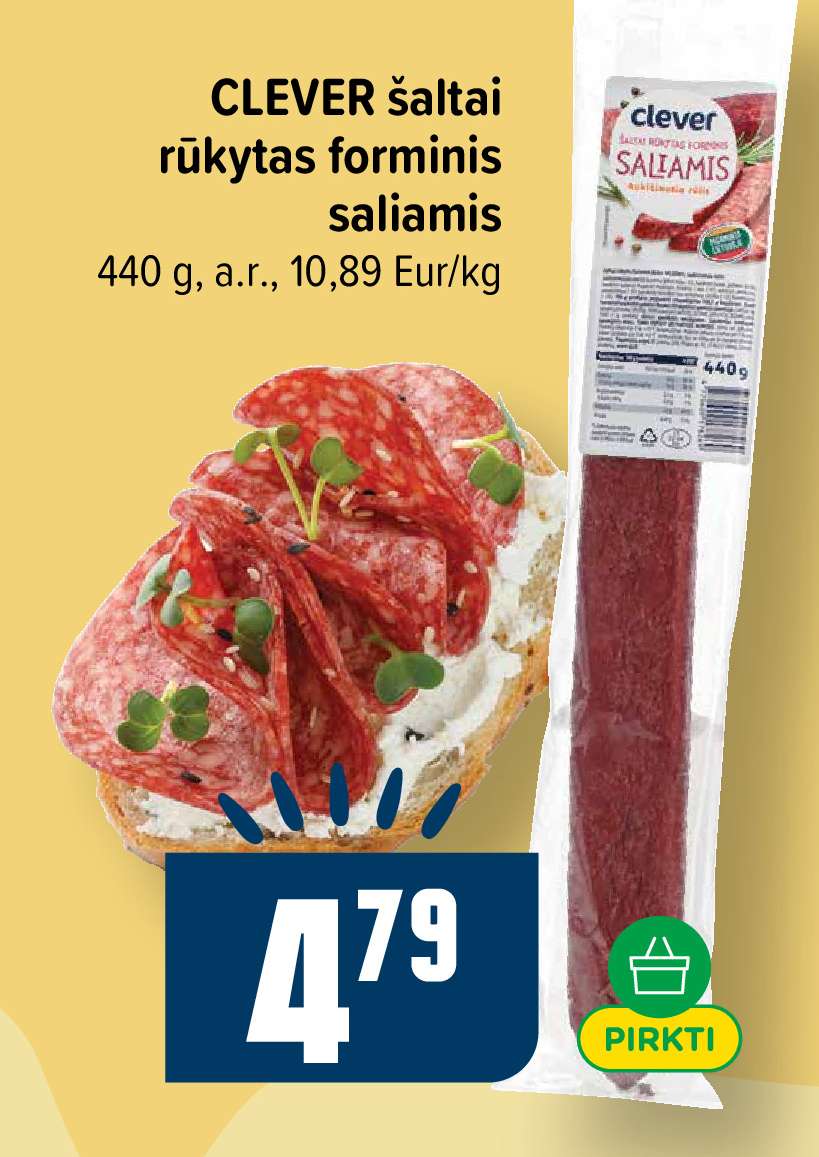 CLEVER šaltai rūkytas forminis saliamis, 440 g
