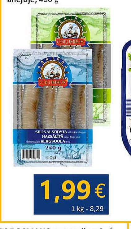 COLUMBUS silpnai sūdyta silkių filė / populiarioji silkių filė, 240 g