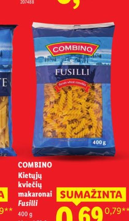 COMBINO Kietųjų kviečių makaronai Fusilli, 400 g