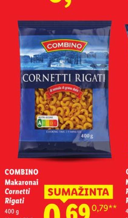 COMBINO Makaronai Cornetti Rigati, 400 g
