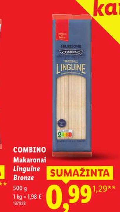 COMBINO Makaronai Linguine Bronze, 500 g