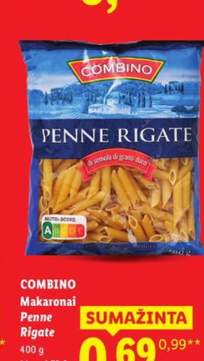 COMBINO Makaronai Penne Rigate, 400 g