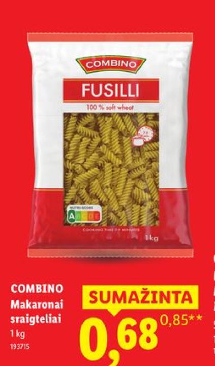 COMBINO Makaronai sraigteliai, 1 kg