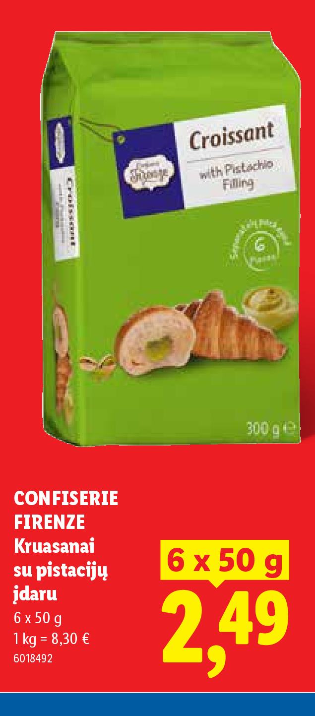 CONFISERIE FIRENZE Kruasanai su pistacijų įdaru, 6 x 50 g