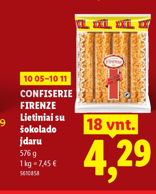 CONFISERIE FIRENZE Lietiniai su šokolado įdaru, 576 g