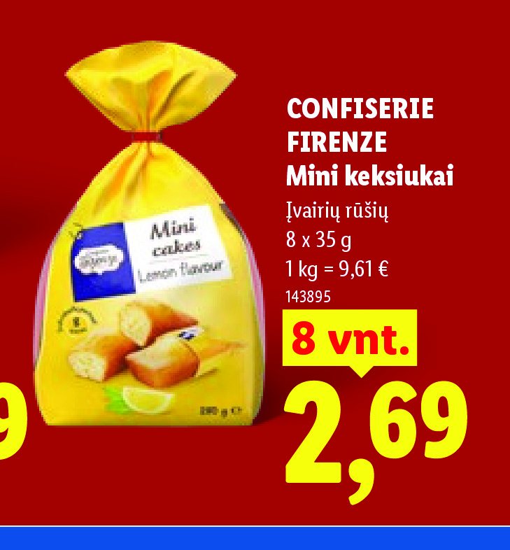 CONFISERIE FIRENZE Mini keksiukai, 8 x 35 g