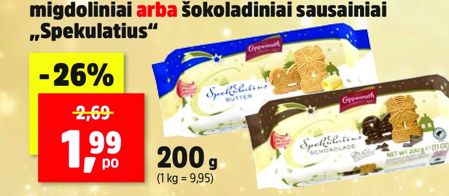 „Coppenrath“ sviestiniai, migdoliniai arba šokoladiniai sausainiai „Spekulatius“, 200 g