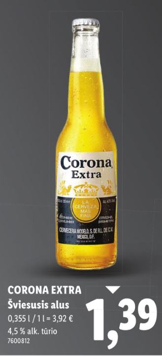 CORONA EXTRA Šviesusis alus, 0.355 l