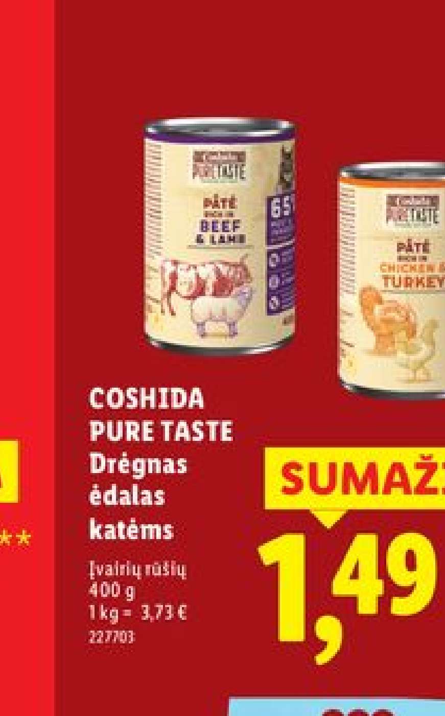 COSHIDA PURE TASTE Drėgnas ėdalas katėms, 200 g