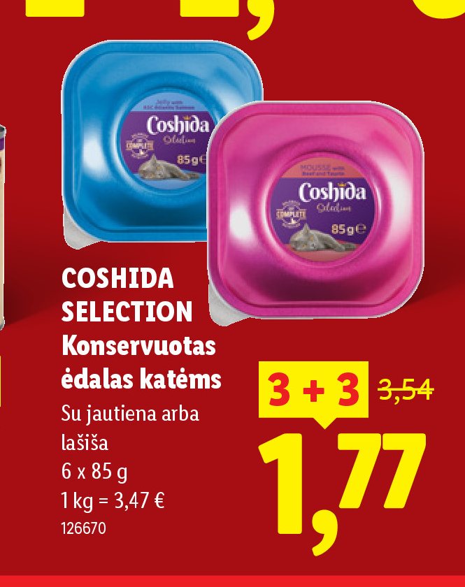 COSHIDA SELECTION Konservuotas ėdalas katėms, 6 x 85 g