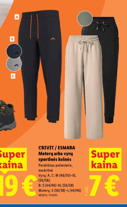 CRIVIT / ESMARA Moterų arba vyrų sportinės kelnės