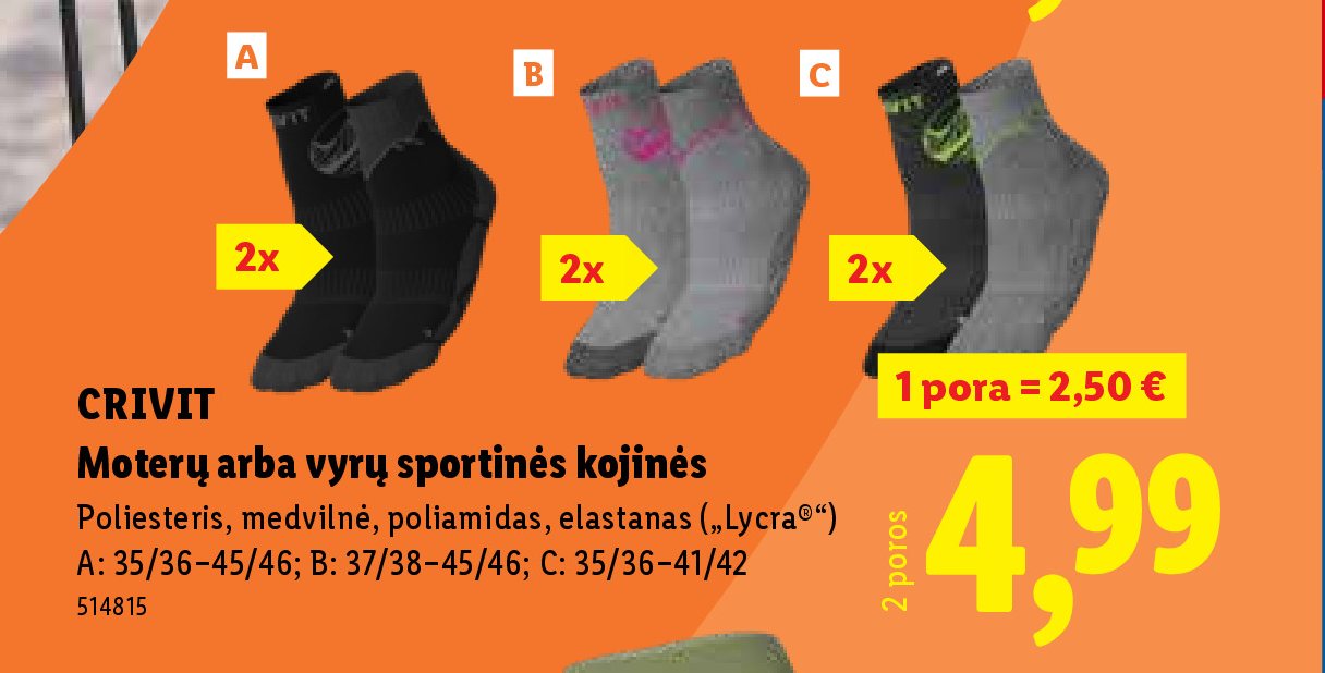 CRIVIT Moterų arba vyrų sportinės kojinės