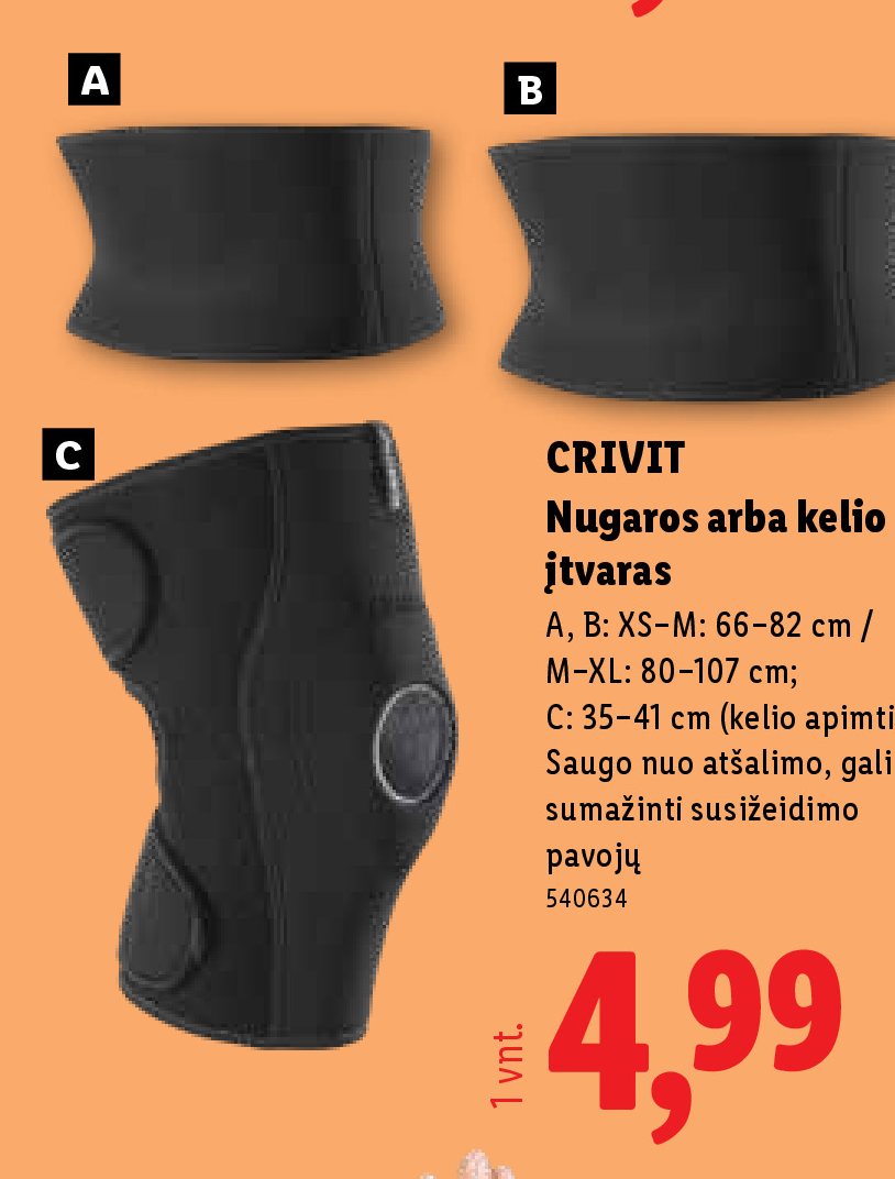 CRIVIT Nugaros arba kelio įtvaras, 1 vnt