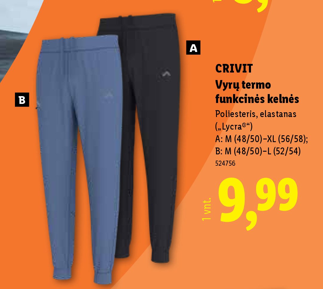CRIVIT Vyrų termo funkcinės kelnės