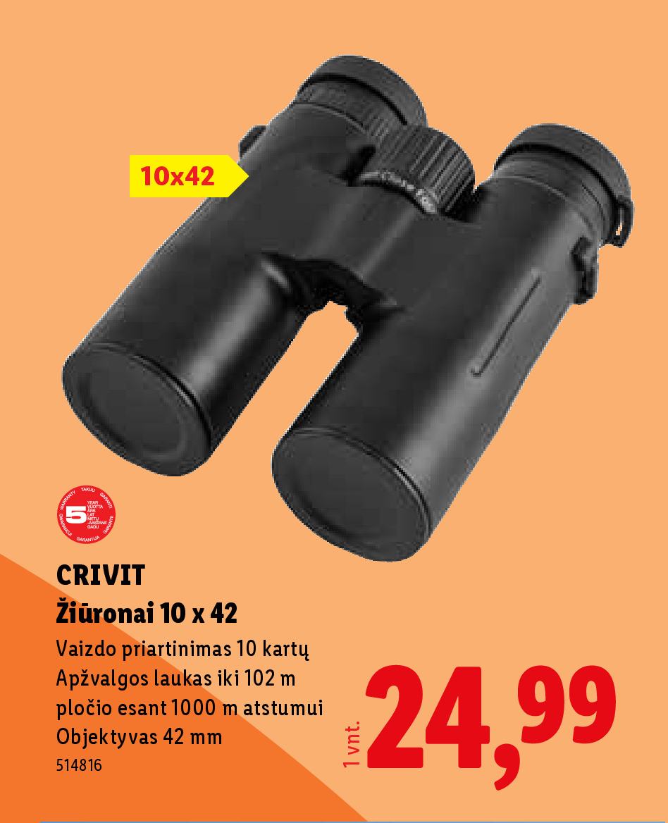 CRIVIT Žiūronai 10 x 42, 102 m