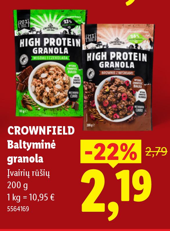 CROWNFIELD Baltyminė granola, 200 g