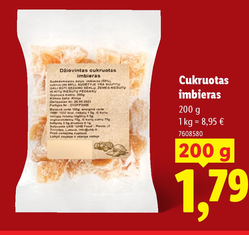Cukruotas imbieras, 200 g