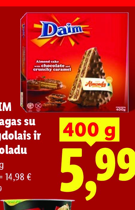 DAIM Pyragas su migdolais ir šokoladu, 400 g