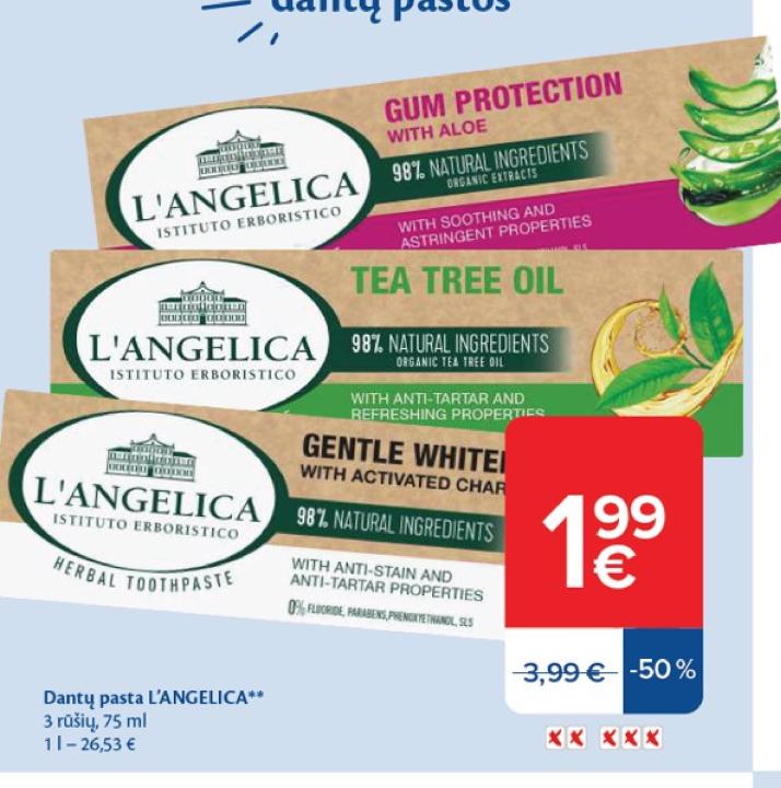 Dantų pasta L'ANGELICA, 75 ml
