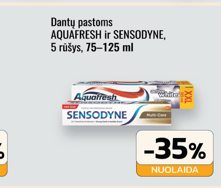 Dantų pastoms AQUAFRESH ir SENSODYNE, 125 ml