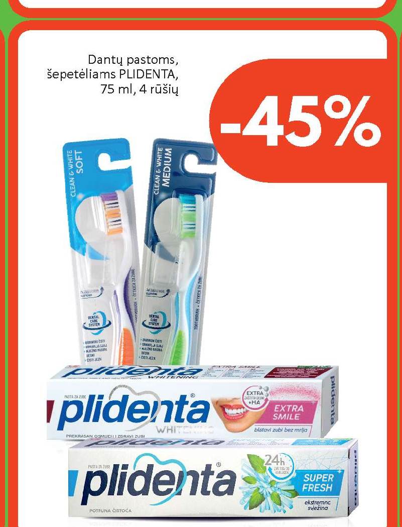 Dantų pastoms, šepetėliams PLIDENTA, 75 ml