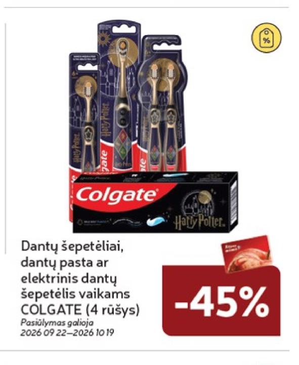 Dantų šepetėliai, dantų pasta ar elektrinis dantų šepetėlis vaikams COLGATE