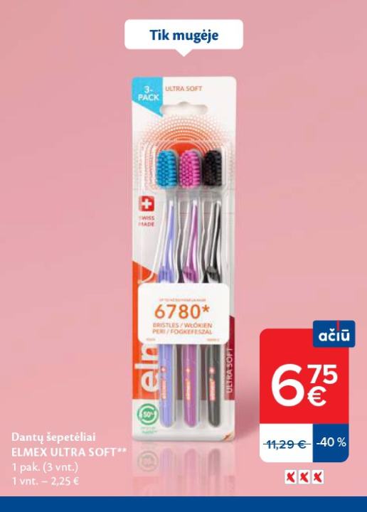 Dantų šepetėliai ELMEX ULTRA SOFT, 1 pak.