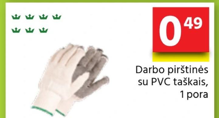 Darbo pirštinės su PVC taškais, 1 pora