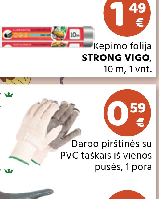 Darbo pirštinės su PVC taškais iš vienos pusės, 1 pora