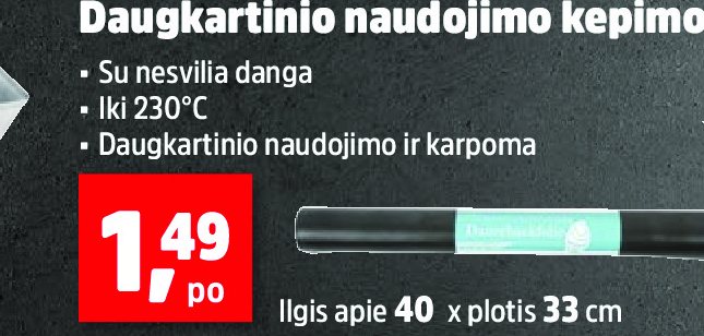 Daugkartinio naudojimo kepimo plėvelė