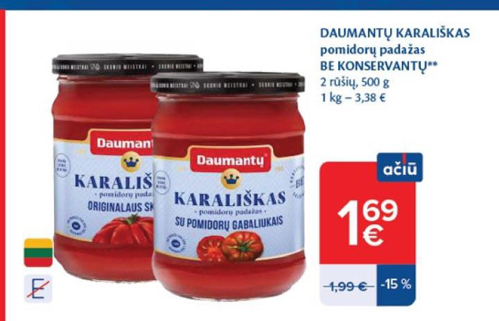 DAUMANTŲ KARALIŠKAS pomidorų padažas BE KONSERVANTŲ, 500 g