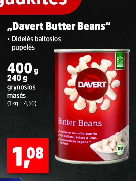 „Davert Butter Beans“, 400 g