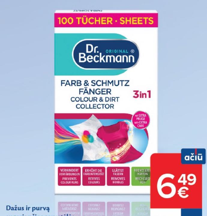 Dažus ir purvą sugeriančios servetėlės DR. BECKMANN, 1 dėž.