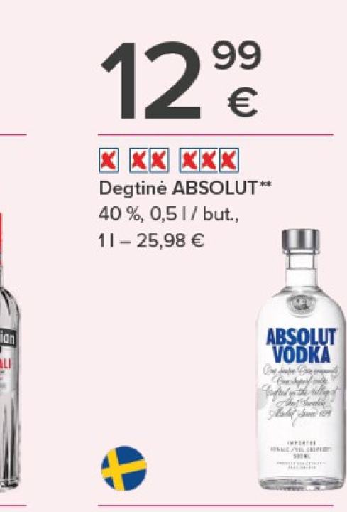Degtinė ABSOLUT, 0.5 l