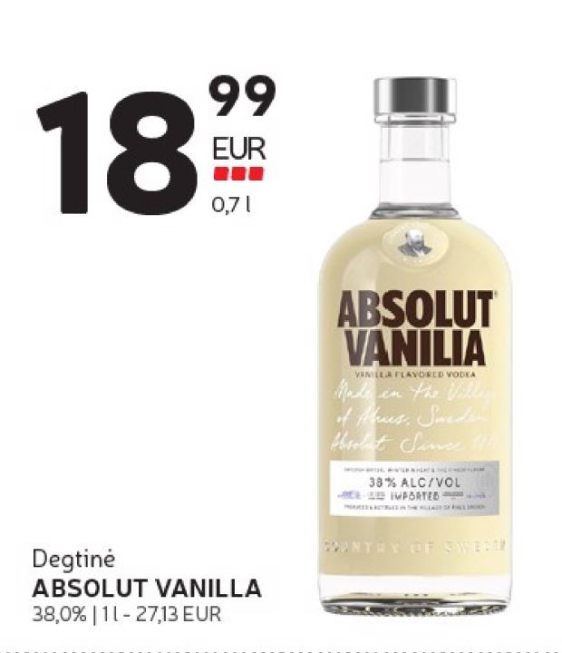 Degtinė ABSOLUT VANILLA, 1 l