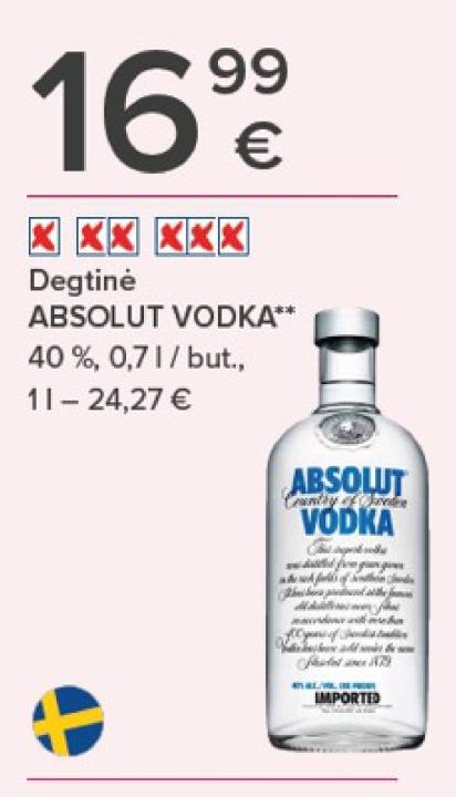 Degtinė ABSOLUT VODKA, 0.7 l