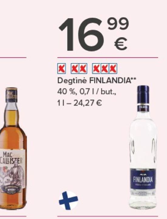 Degtinė FINLANDIA, 0.7 l