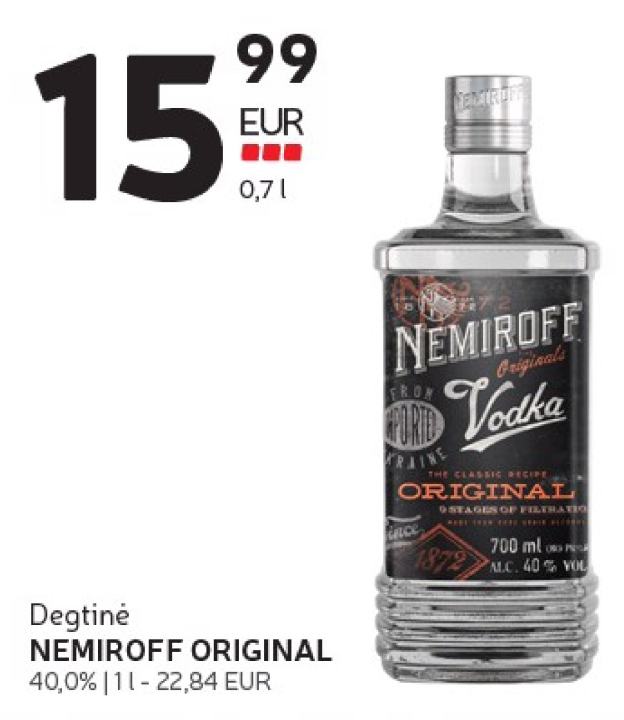 Degtinė NEMIROFF ORIGINAL, 1 l