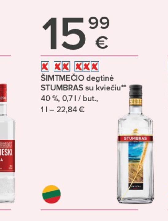 Degtinė ŠIMTMEČIO degtinė STUMBRAS su kviečiu, 0.7 l